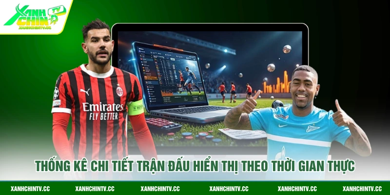 Thống kê chi tiết trận đấu hiển thị theo thời gian thực